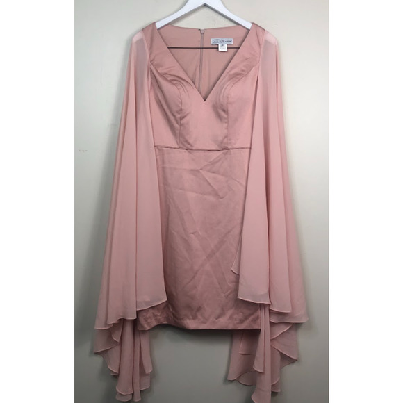 Ieena Duggal Womens Split Sleeve Plunging V-Neck Fitted Sheath Dress Pink Size 4 - Picture 3 of 3